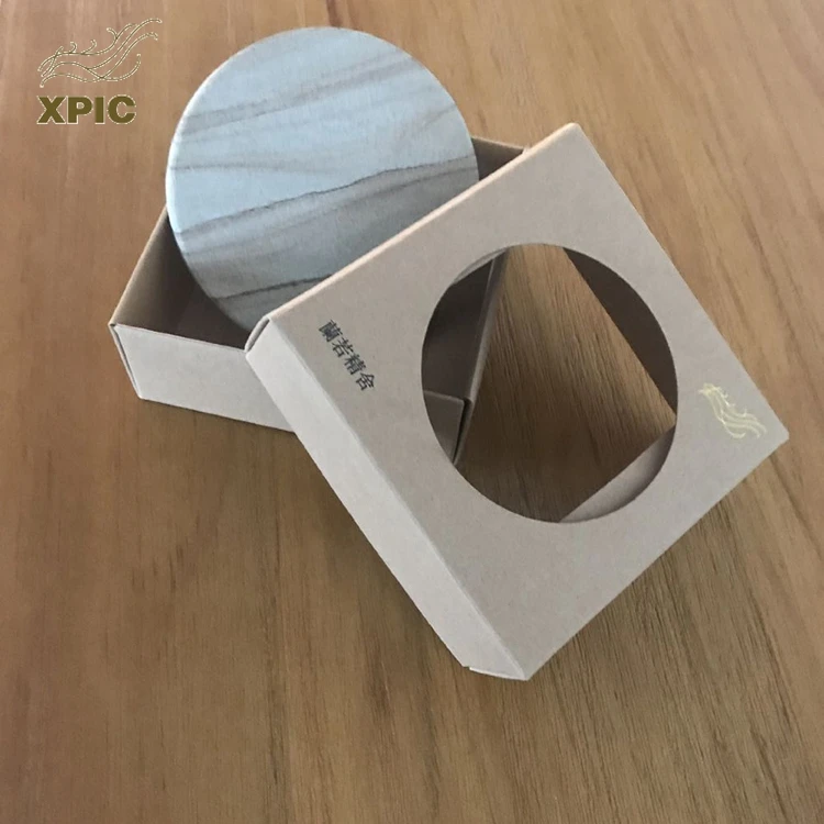 Cork Felt Backing Round Stone Cup Coaster Set