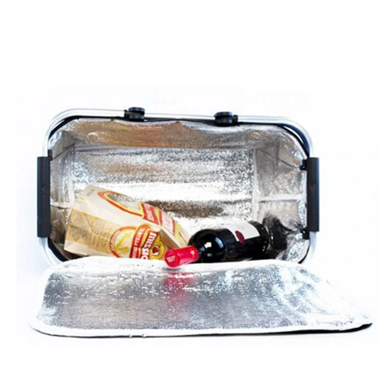 Promotional Customized Green canvas basket storage nifty insulated cooler basket collapsible picnic basket