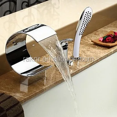 Three Holes Waterfall Bathtub Faucet Bath Tub Mixer Taps Bathtub Mixer