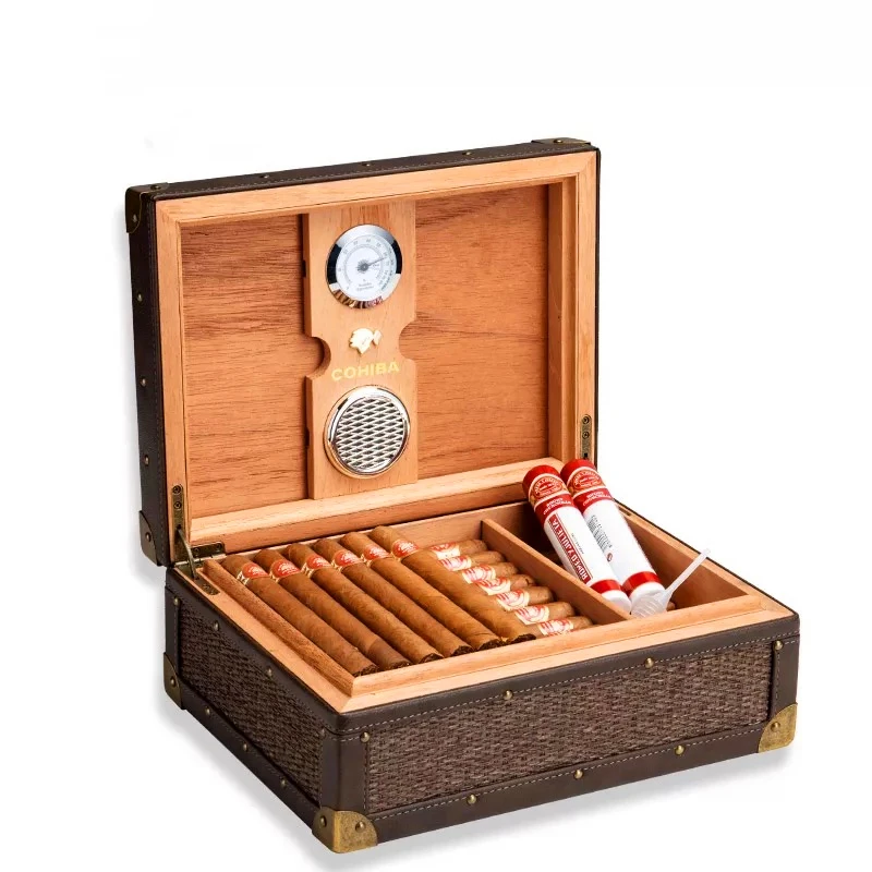 Пользовательский высокоглянцевый кедровый деревянный шкаф ручной работы Коробка для сигар хьюмидор