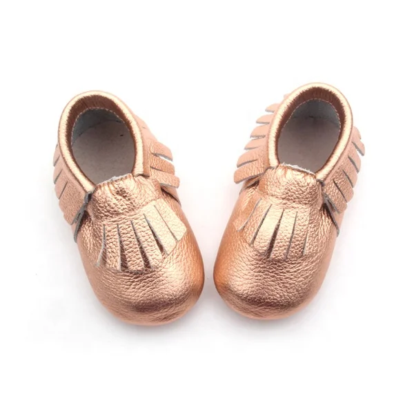 BEIBEINOYA Hot Selling Rose Golden Baby Moccasins Kids Toddler Leather Baby Moccasins Girl