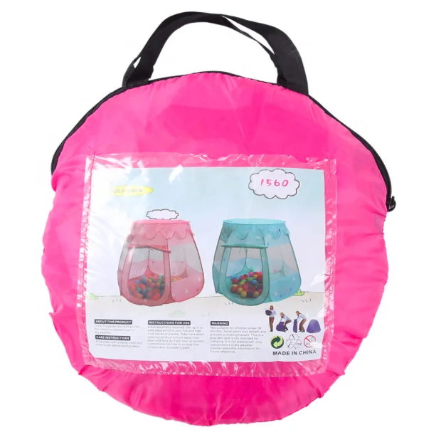 Foldable Pink Play Tent Toys for Toddlers Indoor & Outdoor Use Comfortable Shelters Play Ball Pit  Castle Tent with single layer