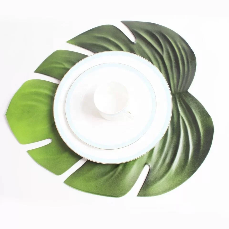 Hot selling new style wholesale artificial Plant Tropical Palm eva leaf placemat