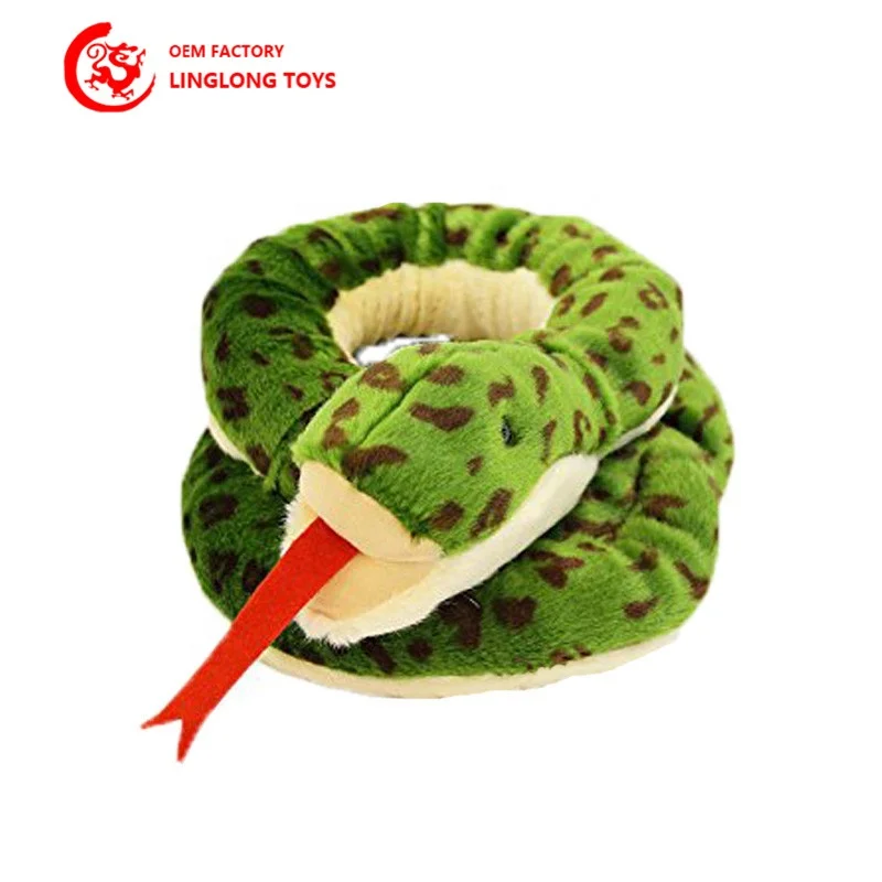 Manufacturer Simulation Green Plush Snake Soft Forest Animal Filled With100% Polyester Overall Printing Toys For Kids