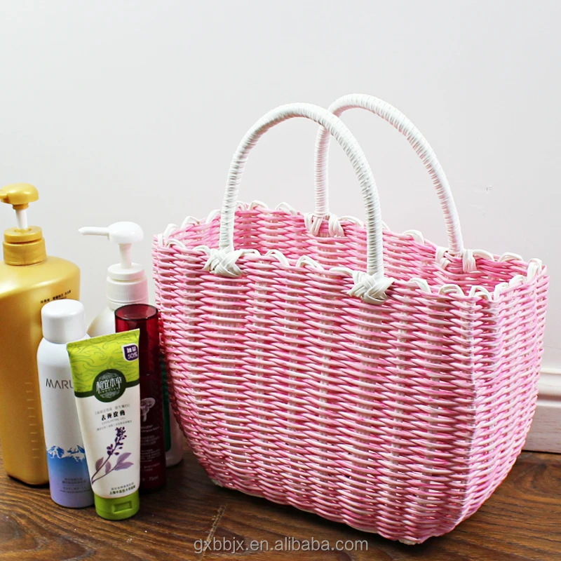 Rattan Storage Basket Customized White Plastic Weave Baskets for Clothes Wholesale Sundries 30x13x21cm Plastic Fruit 2000pcs