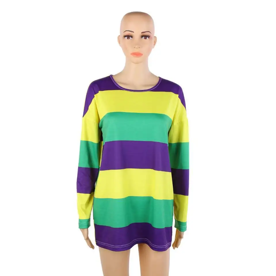 
Wholesale Mardi Gras Shirts 3 Colors Classic Striped Long Sleeve T-Shirt 