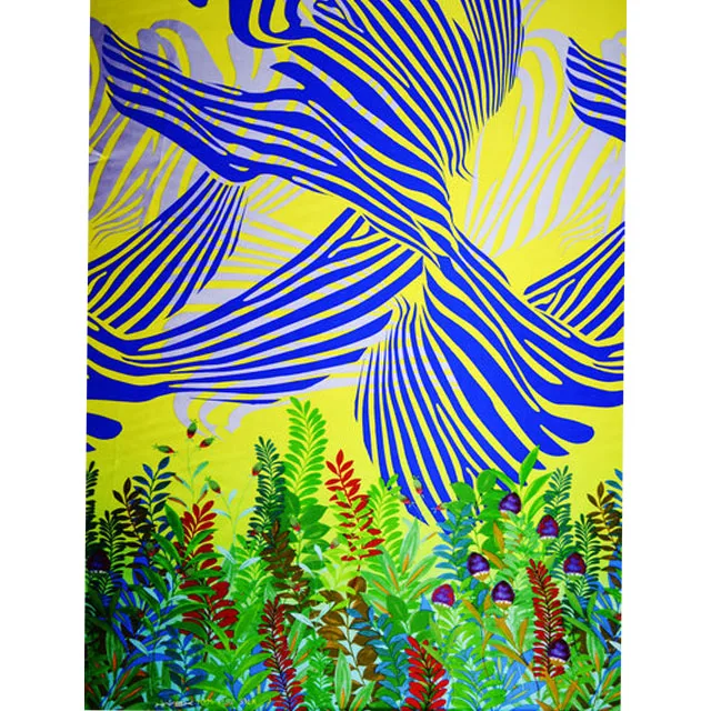 
flower C2050 100% pure hand printed crepe silk satin fabric 