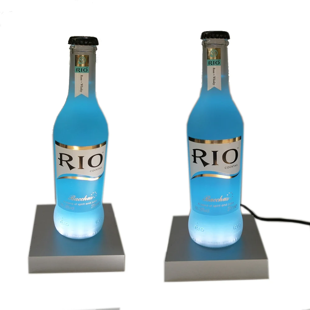 
10 x 10 cm Silver Plastic Color changing Square led light bottle stand for decoration 