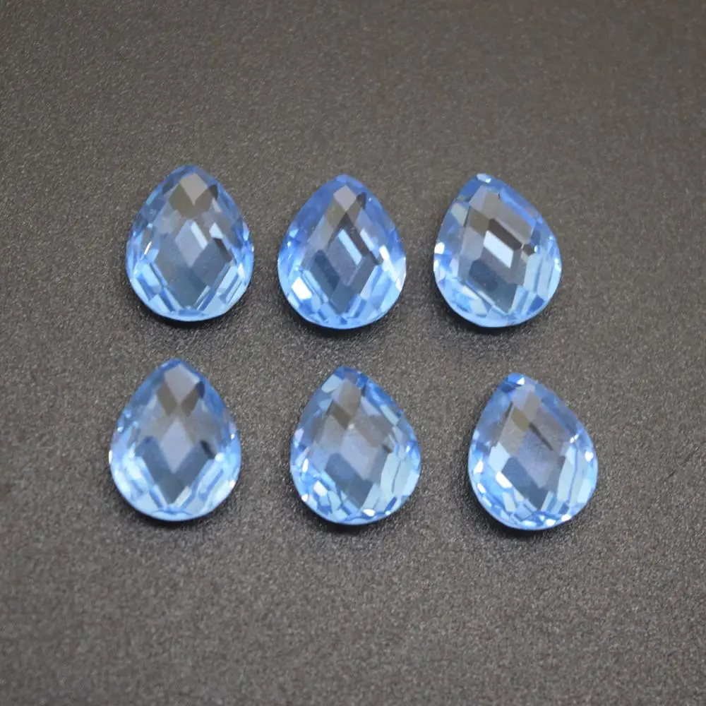 Checkerboard Light Blue Synthetic Spinel Gemstone
