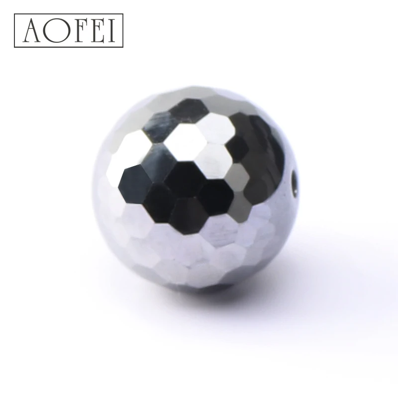 Natural gemstone suppliers 128 faceted terahertz beads for making bracelet