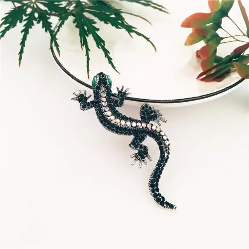 Promotion wholesale bulk Rhinestone brooch gecko lizard Zinc Alloy brooches for women 1315453