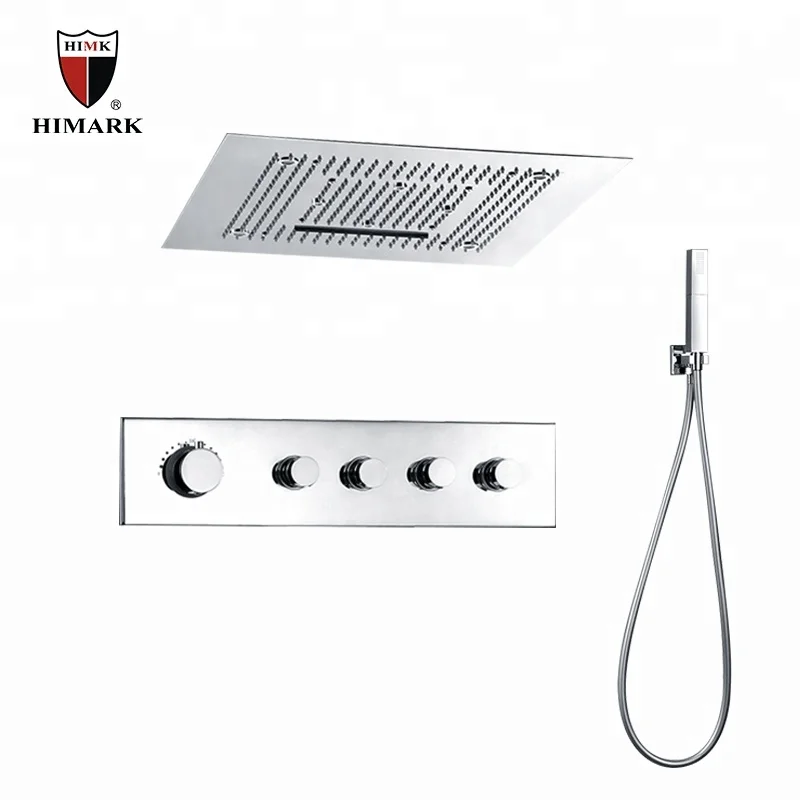 HIMARK KAIPING OEM luxury led waterfall and rainfall shower head bathroom ceiling mounted shower faucet system