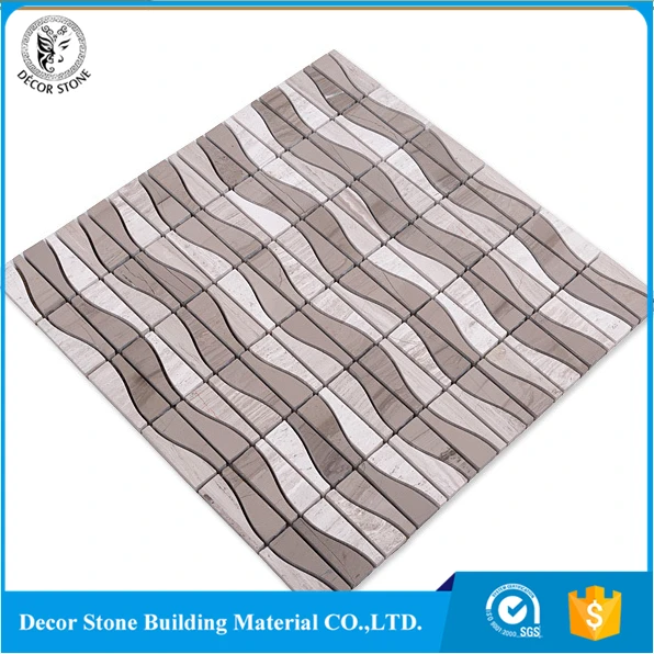 Дуб Серый Полированная Мраморная Мозаика Стена Ванной Плитка