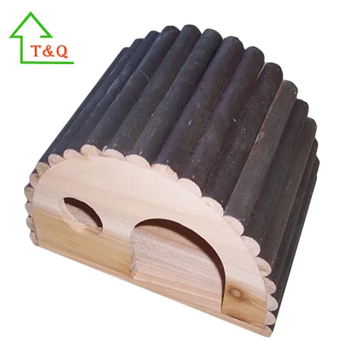 Wooden Pet Houses Small Animal Hut Bark Hamster Cages