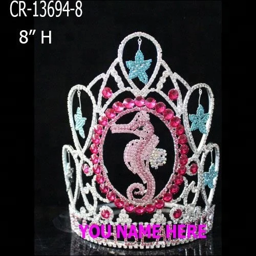 2023 Summer Crown Wholesale Seahorse Sea Animals Theme Custom Pageant Crown For Kids