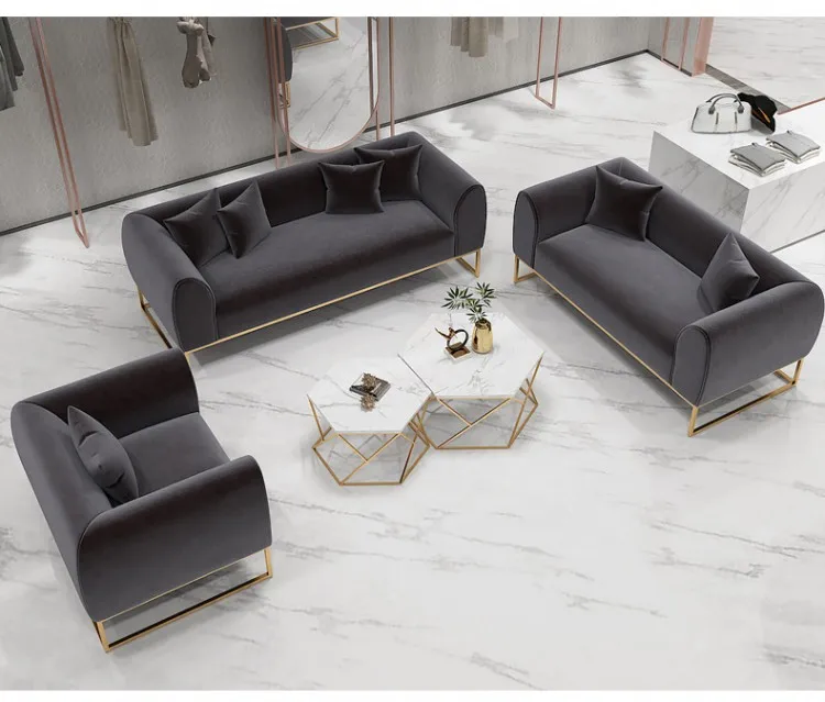 Leisure Modern Velvet Fabric home Furniture couch Living Room sofas pink sofa