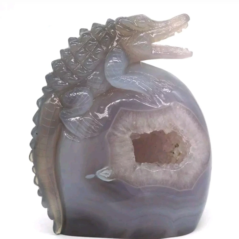 Top quality hand carved crystal crocodile /agate geode crocodile crystal craft