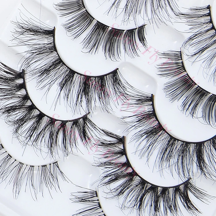 Custom packaging 100% real clear band tipped human hair strip false eyelash