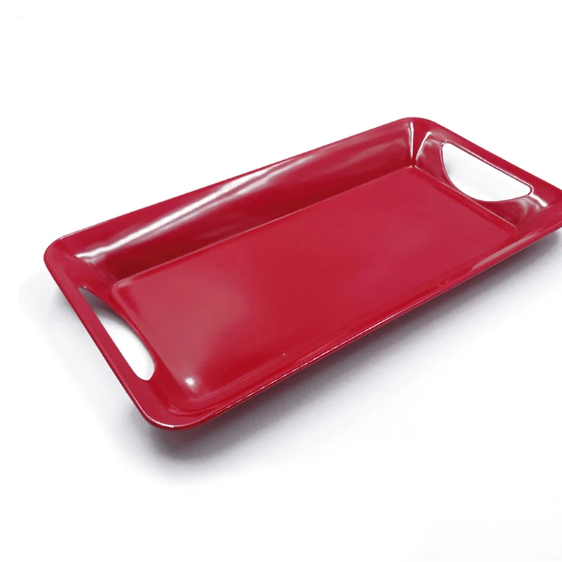 Plastic melamine tray service tray with handles