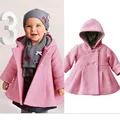 2016 Baby Girls Warm Coat Autumn Winter long sleeve Hooded Jacket Pea Coat Outerwear For 1