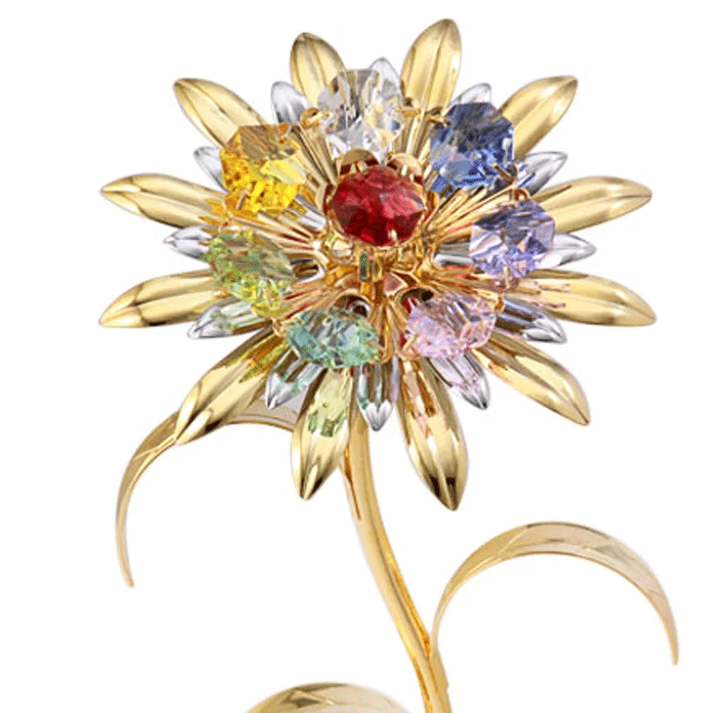 Crystocraft Classical Gold Plated Metal Sunflower Decorated with Brilliant Cut Crystals Home Decoration