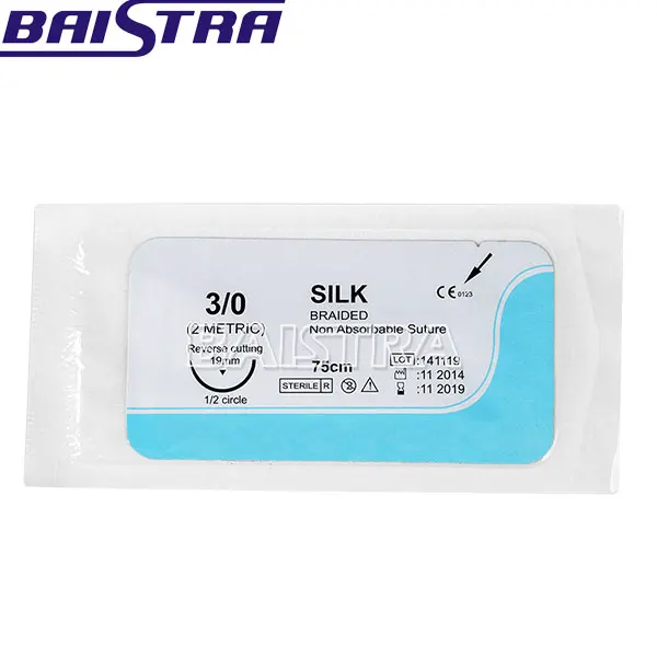 Медицинское оборудование, шелк, простой в использовании, не впитывающий 75 см хирургический шов