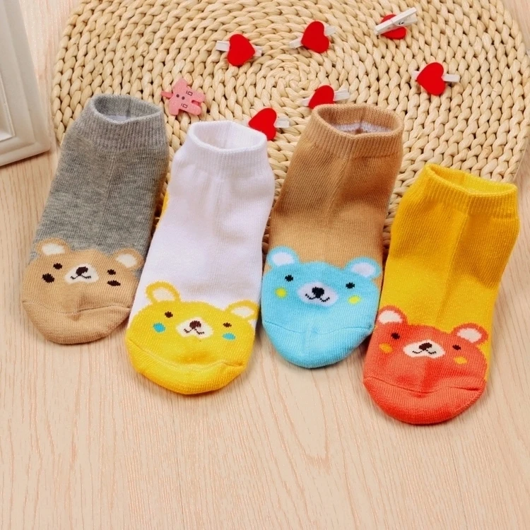 Милые модные носки с котом медведем нескользящим рисунком