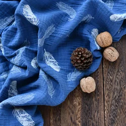 Leaves series easy to sew ultra soft 100% cotton patterned muslin printed fabric for baby