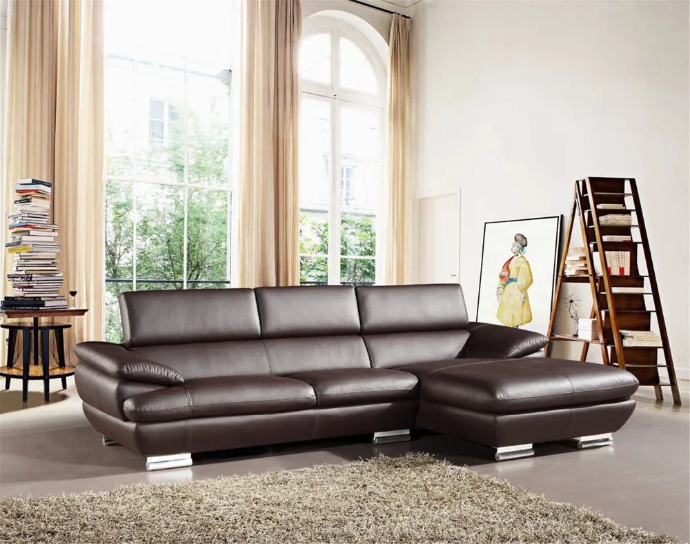 Sectional recliner chair sofa L shaped Adjustable headrest sofa set white leather furniture for villa