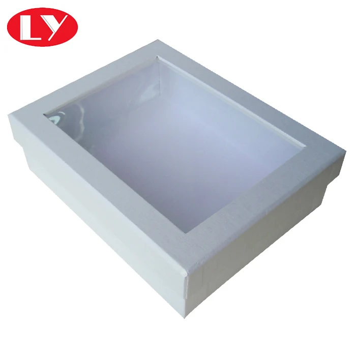 Decorative Coated Paper Texture Paper Cardboard Boxes with Clear Window Lid