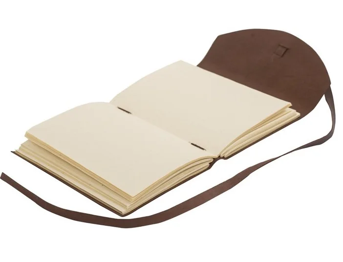 Fashionable vegetable tan handmade leather journal string sketchbook, high quality clear cover notebook for travel