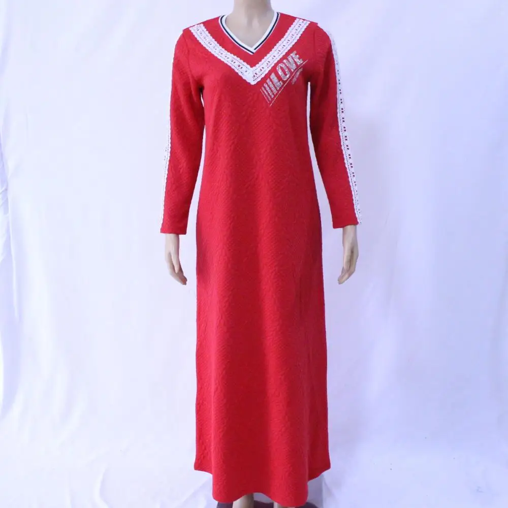 Ready to Ship Junyuan New Middle East Dubai Ladies Plus Size Muslim Woman Islamic Abaya Design c Thicker T-shirt Dress