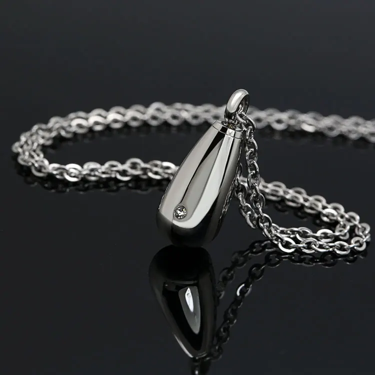 Marlary Necklace Ashes Jewelry Water-Drop Shape Steel Cremation Keepsake Urn Pendant