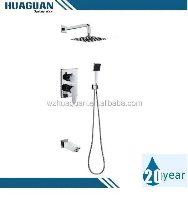 Contemporary Concealed Shower Faucet with 8" Brass Shower Head and Brass Hand Shower
