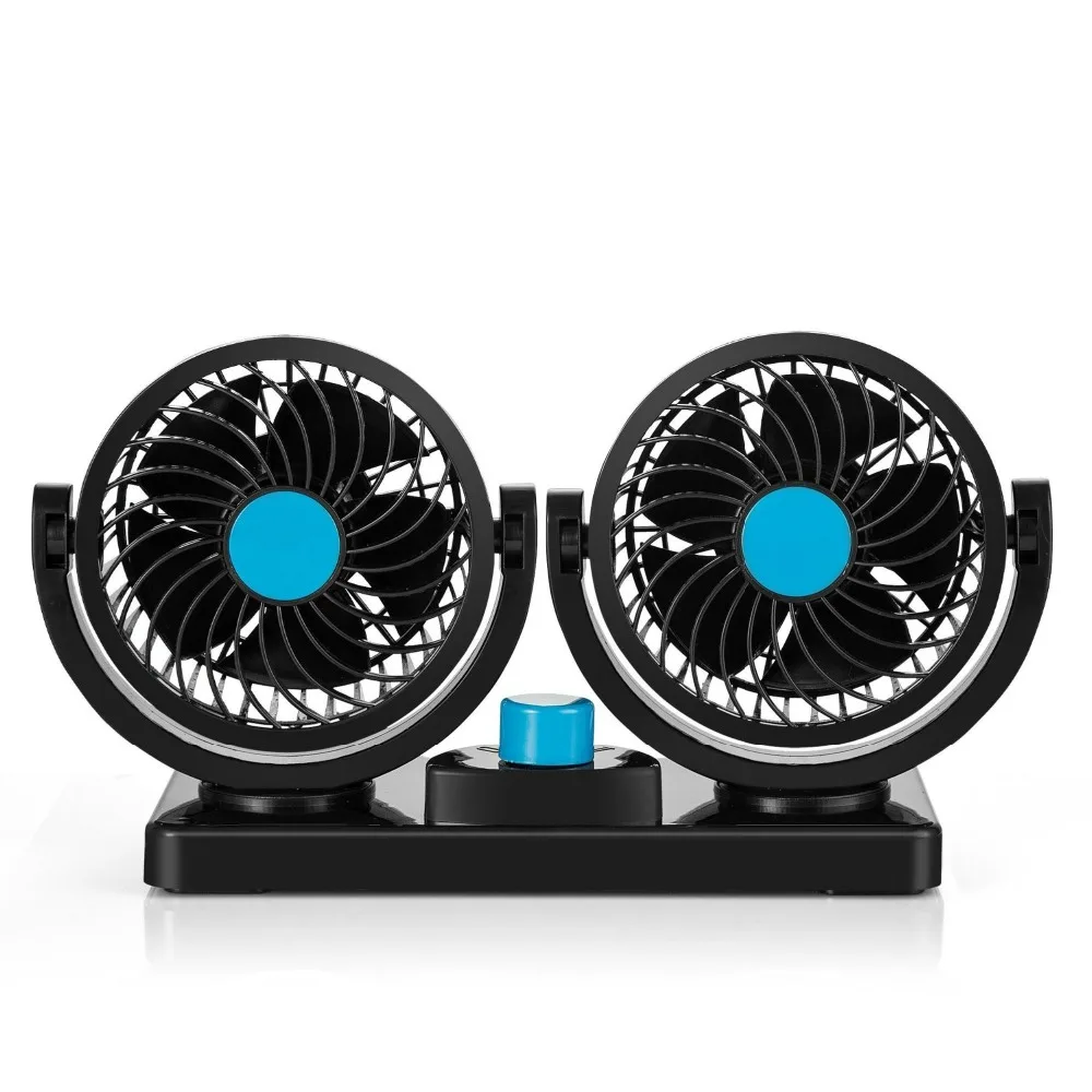 4 /6 inch 12V Double Headed car fan 360 Degree Rotation Powerful Quiet 2 Speed Adjustable Strong Wind Auto Cooling Air Fan