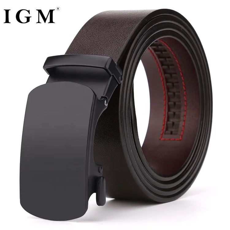 Top Brand Men Business Used Slim 100% Plain Cow Full Grain Automatic Buckle Leather Belt