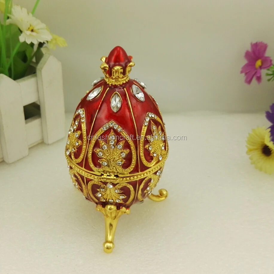 Faberge Egg Style Trinket Box Enameled Jewelry Box Unique Decorative Metal Box Classic Ornaments Gift for Home Decor,