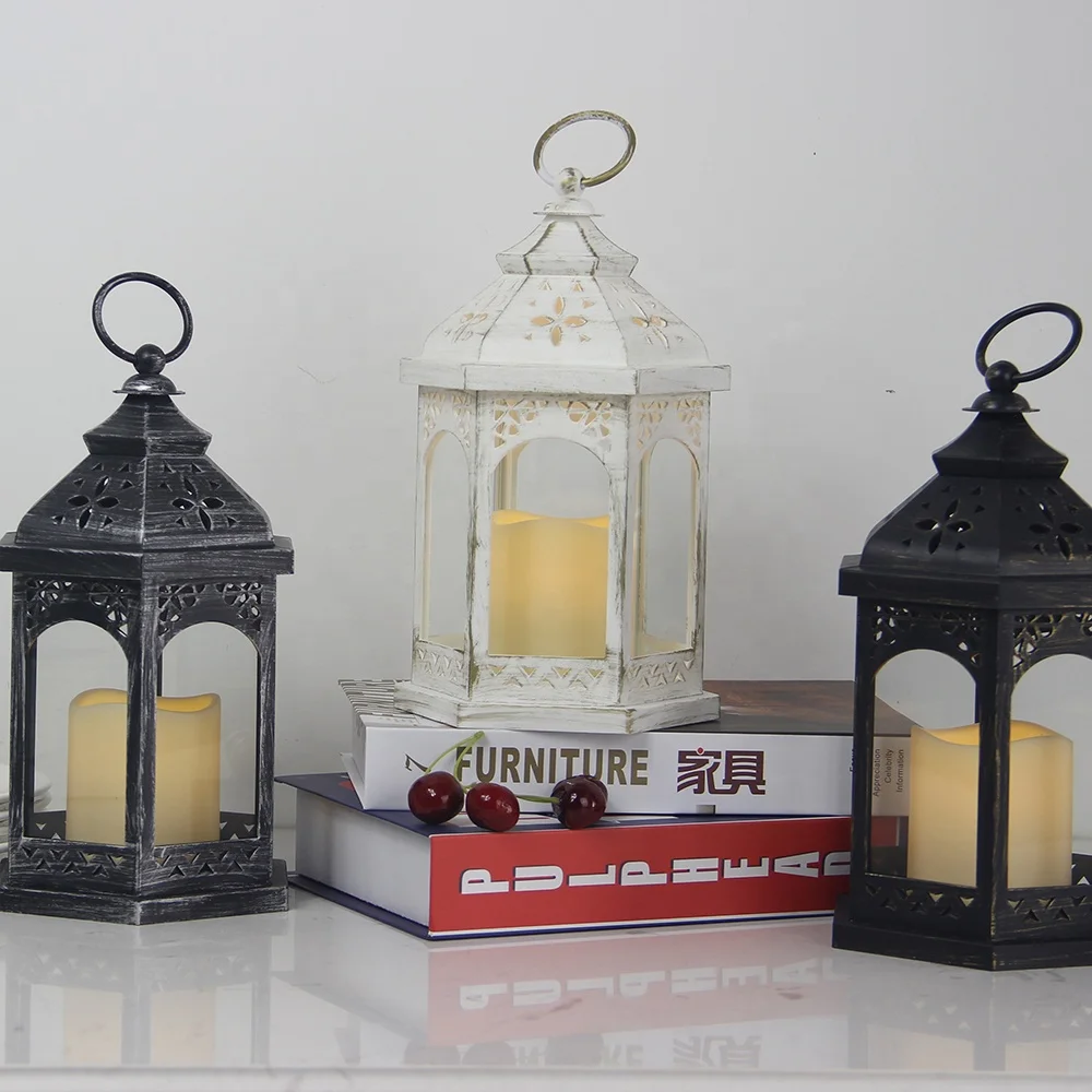 Wedding decorative outdoor plastic vintage cheap hanging moroccan lantern with flameless candles