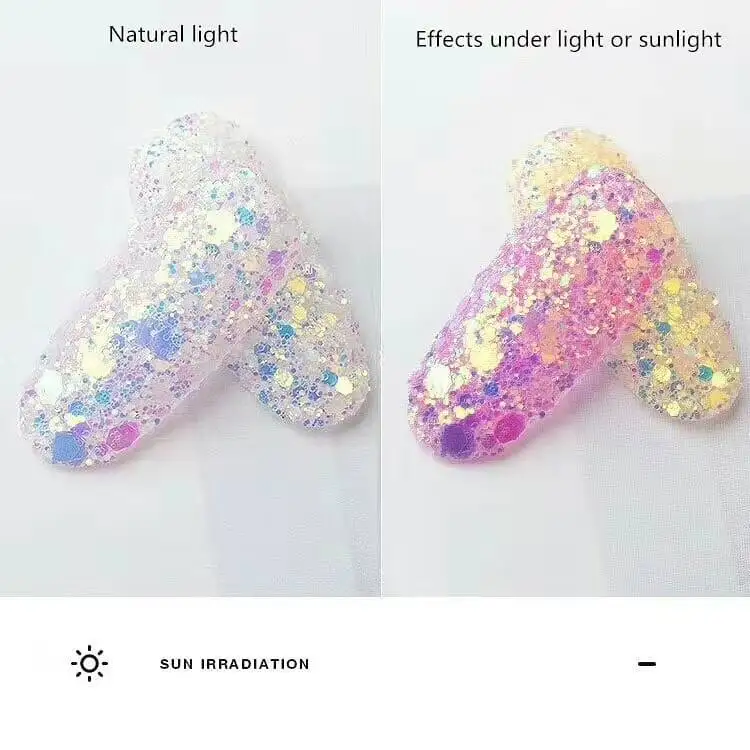 Feishi 8 color/set Neon sequins Sunlight Sensitive Color Changing Flake UV Light Nail Glitter