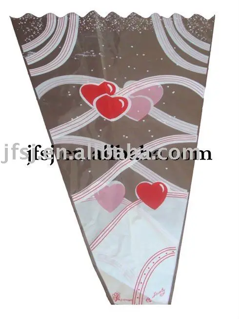 Custom Single Rose Transparent Flower Sleeve For Plastic Package Plant Flower Wrapping Sleeve Paper Fresh Flower Bouquet Bag