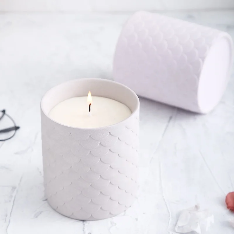 White Candle Vessels Candle Container holder Matt Ceramic Candle Cup Jar  for home decor