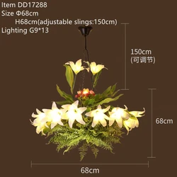 Creative DIY decorative retro iron restaurant bar decor Hanging Chandelier led industrial flower plant Ceiling Pendant light
