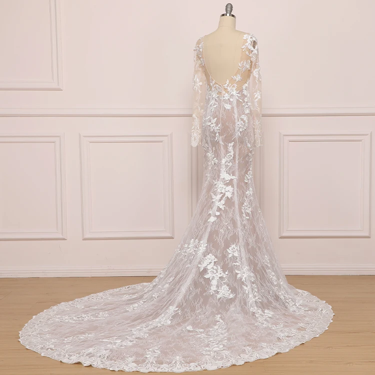 Роскошные кружевные свадебные платья-русалки цвета слоновой кости с длинным рукавом свадебные платья 2019