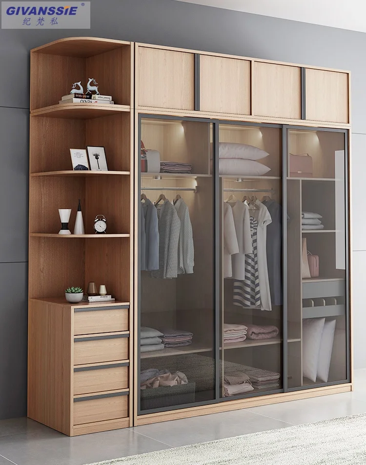 New design luxury wardrobe with glass  doors