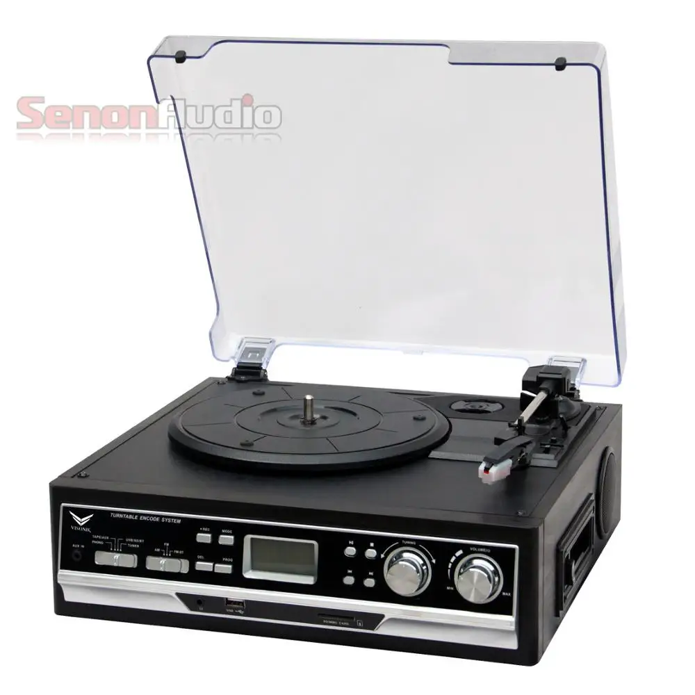 Retro Wooden Turntable Record Player Programable CD USB MP3 Play Cassette Radio Gramophone