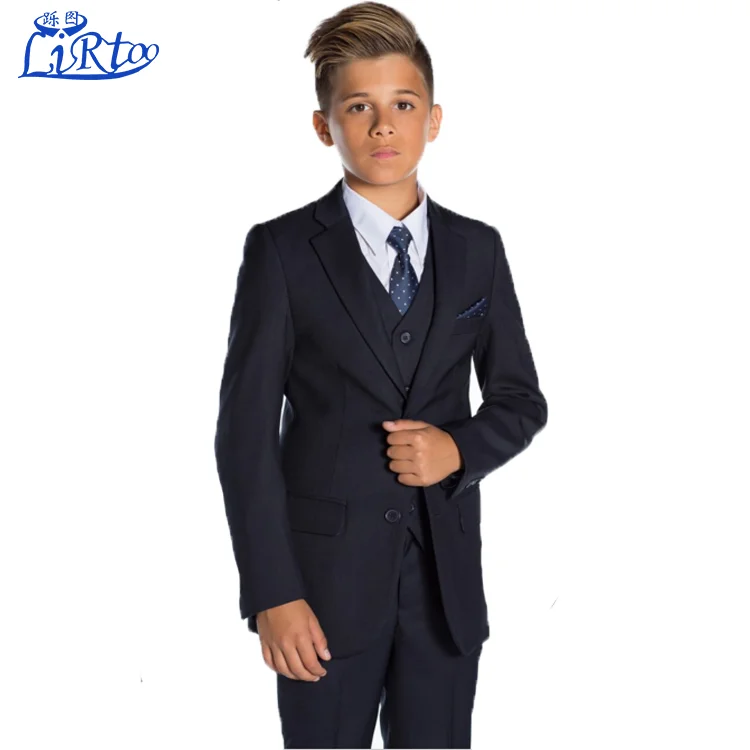 Wholesale Design boys navy wedding suit kids dress sample with suit tie wholesale