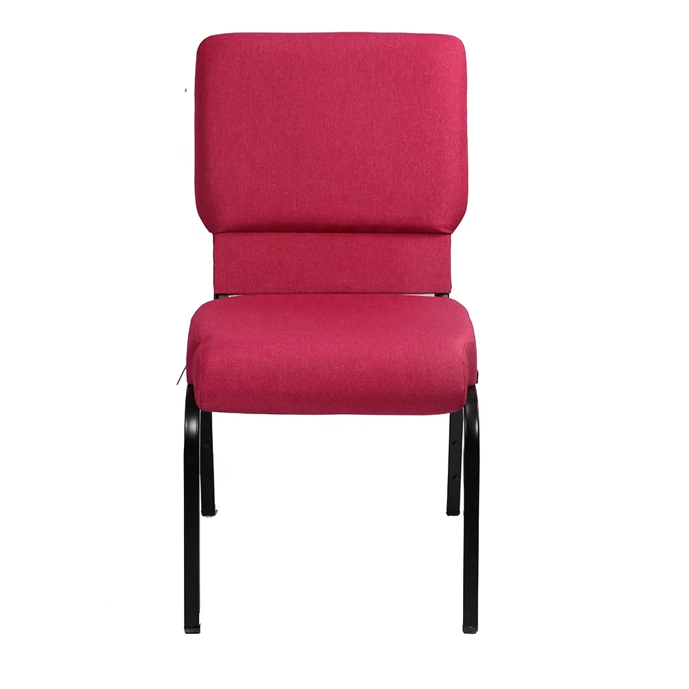 Iron metal interlocking  stackable  padded church hall chair