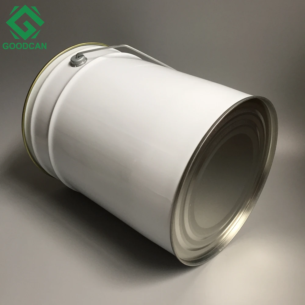 
Latex painting tin pail 20L with lid & handle, white coating exterior 