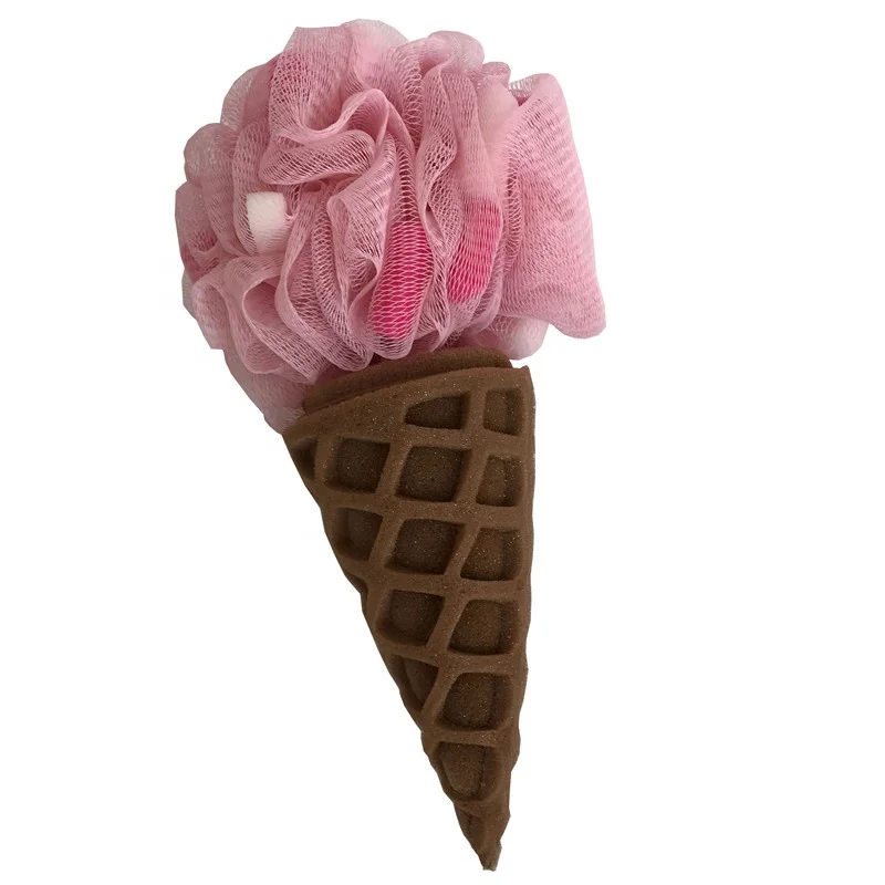 China supplier wholesale Ice cream cone shape bath sponge bath shower puff wash sponge