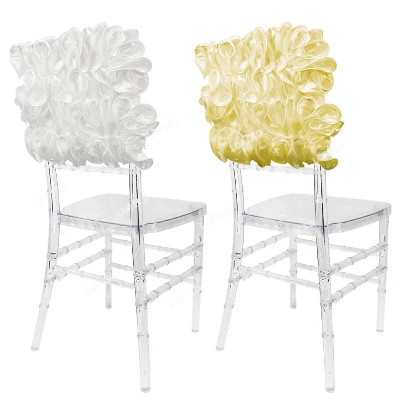 Wholesale Romantic Elastic Chiffon  chair Sashes Decoration Wedding Chiavari Chair Cover